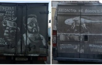 Рисунки на грязных грузовиках: 36 крутых работ Никиты Голубева (37 фото)