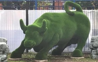 Столичный детсад украсили зеленым быком за миллион рублей (8 фото)
