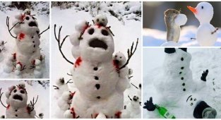 25 снеговиков, которых лепили креативные люди (27 фото)