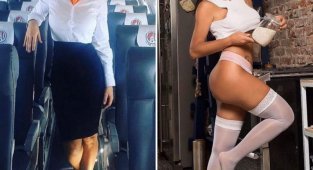 Сексуальные стюардессы в униформе и без неё (32 фото)