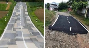 «Вот это технологии!»: 18 отремонтированных дорог в стиле тяп-ляп (19 фото)