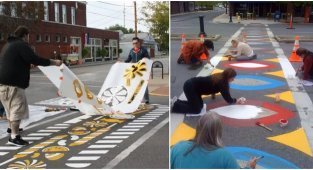 Noticeable pedestrian crossings, before which every driver will definitely slow down (14 photos)