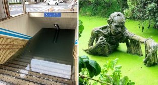 Submechanophobe's nightmare: 30 creepy photos of flooded objects (31 photos)