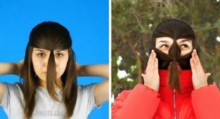 Новый тренд: девушки спасают лицо от мороза, завязывая на нём несколько хвостиков (10 фото)