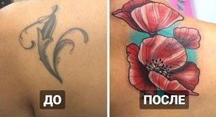 Новая жизнь старых и неудачных татуировок (18 фото)