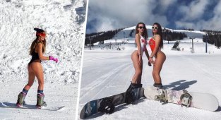 Горно-пляжныи? сезон 2020/2021: девушки, купальники, лыжи, сноуборд (16 фото)