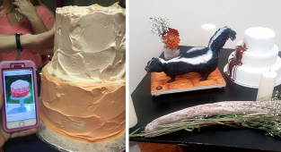 40 забавных, а чаще попросту неудачных свадебных тортов (41 фото)