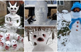 Какой год, такие и снеговики: 20 примеров народного креатива (21 фото)