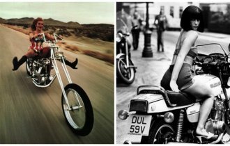 Девушки и мотоциклы: 20 замечательных ретро-снимков (21 фото)