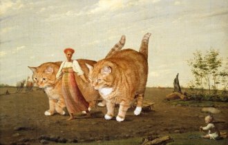 Если добавить толстого котеньку в любую классическую картину, то она только выиграет от этого (24 фото)