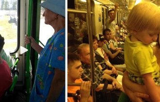 Женщины негодуют: почему мужики перестали уступать места в транспорте (20 фото)