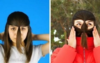 Новый тренд: девушки спасают лицо от мороза, завязывая на нём несколько хвостиков (10 фото)