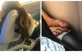 Как у себя дома: бывшая стюардесса публикует снимки неподобающего поведения пассажиров (15 фото + 1 видео)