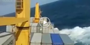 Container ships caught in a storm